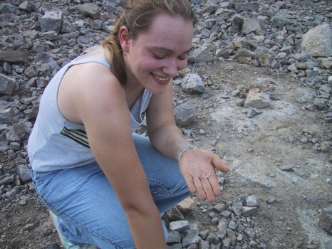 Ashley Nagle seems very pleased with her find.