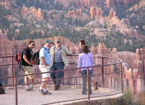 Feeling inspired at Inspiration Point, Bryce Canyon Frank Cherena, Bruce Selleck, Darren Karn, Jimmy Maritz, and Kristi Woodworth