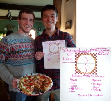 With graduation approaching, Josh Solomon and Josh Lasker use pizza to relate the Earth's structure to this turning point in their lives 