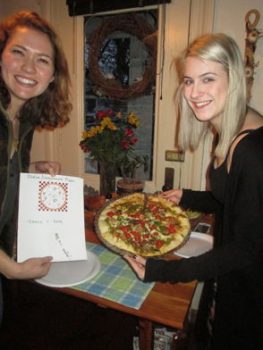 Kate Hardock and Grace Howard with their Olivine Conglomerate Pizza.
