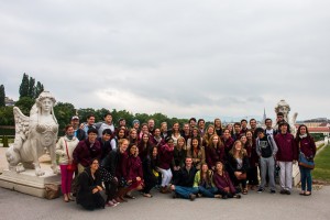 Tour Group at Belvedere Palace in Vienna Austria