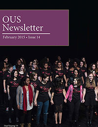 Cover featuring students on stage at Vagina Monologues