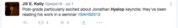 tweet for prof Hyslop's lecture at SAHS 2015