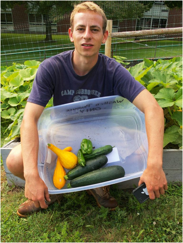 Gabe with first harvest