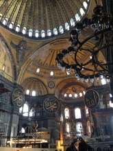 Christian and Muslim symbols overlap at Hagia Sophia