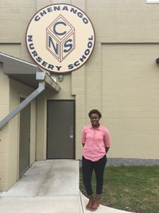Adrielle Jefferson '17 in front of CNS