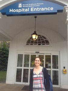 Lydia Ulrich '16 in front of Bassett Hospital